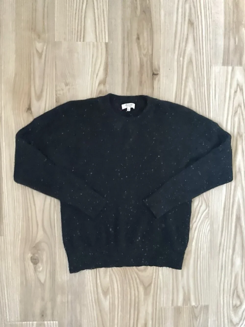 MADEWELL 100% Cashmere Sweater Pullover Classic Speckled Black size Large
